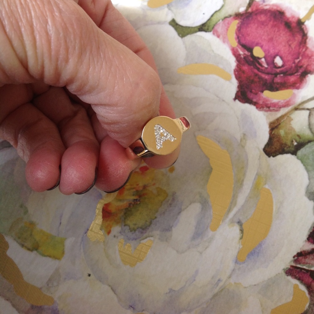 Nadri Initial A Gold Tone Ring